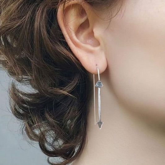 Silver arrow threader earrings