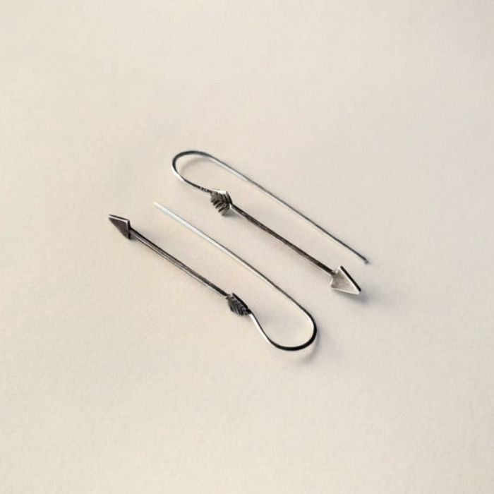 Silver arrow threader earrings
