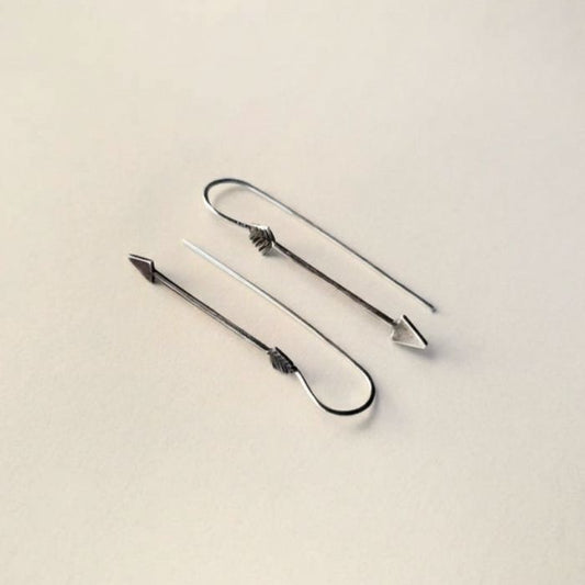 Silver arrow threader earrings