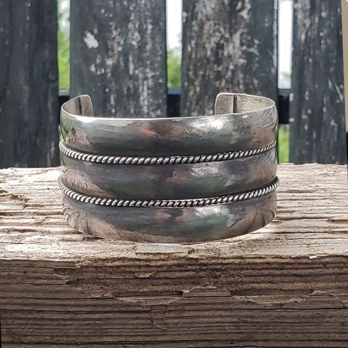 Large southwestern silver cuff bracelet