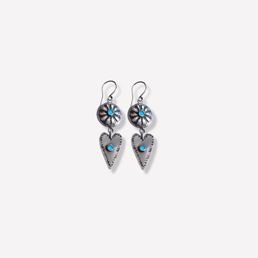 Silver concho heart earrings