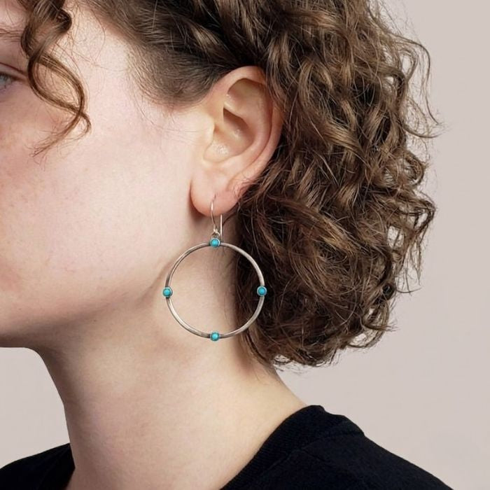 Medium turquoise hoop earrings