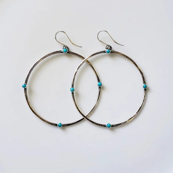 Large turquoise hoop earrings