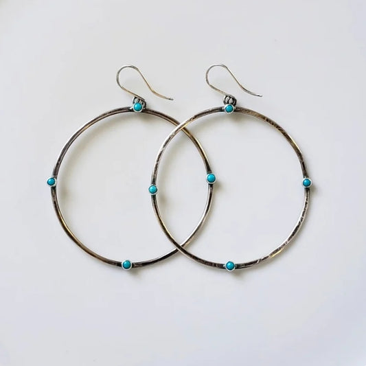 Large turquoise hoop earrings