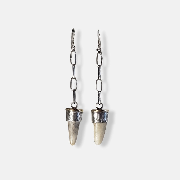Sterling silver and horn tip earrings