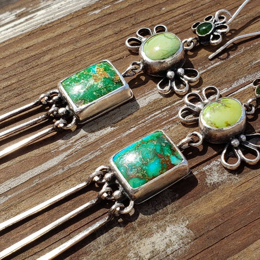 Long silver dangle earrings