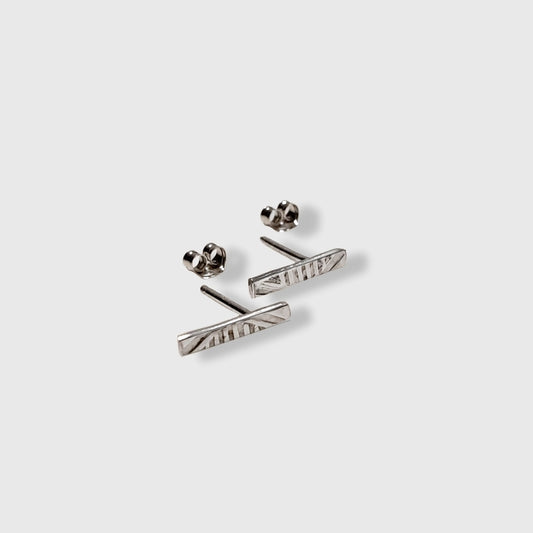 Stamped silver bar earrings