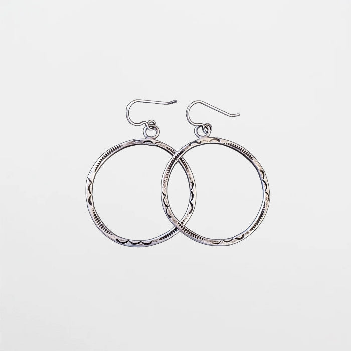 Stamped sterling hoop earrings