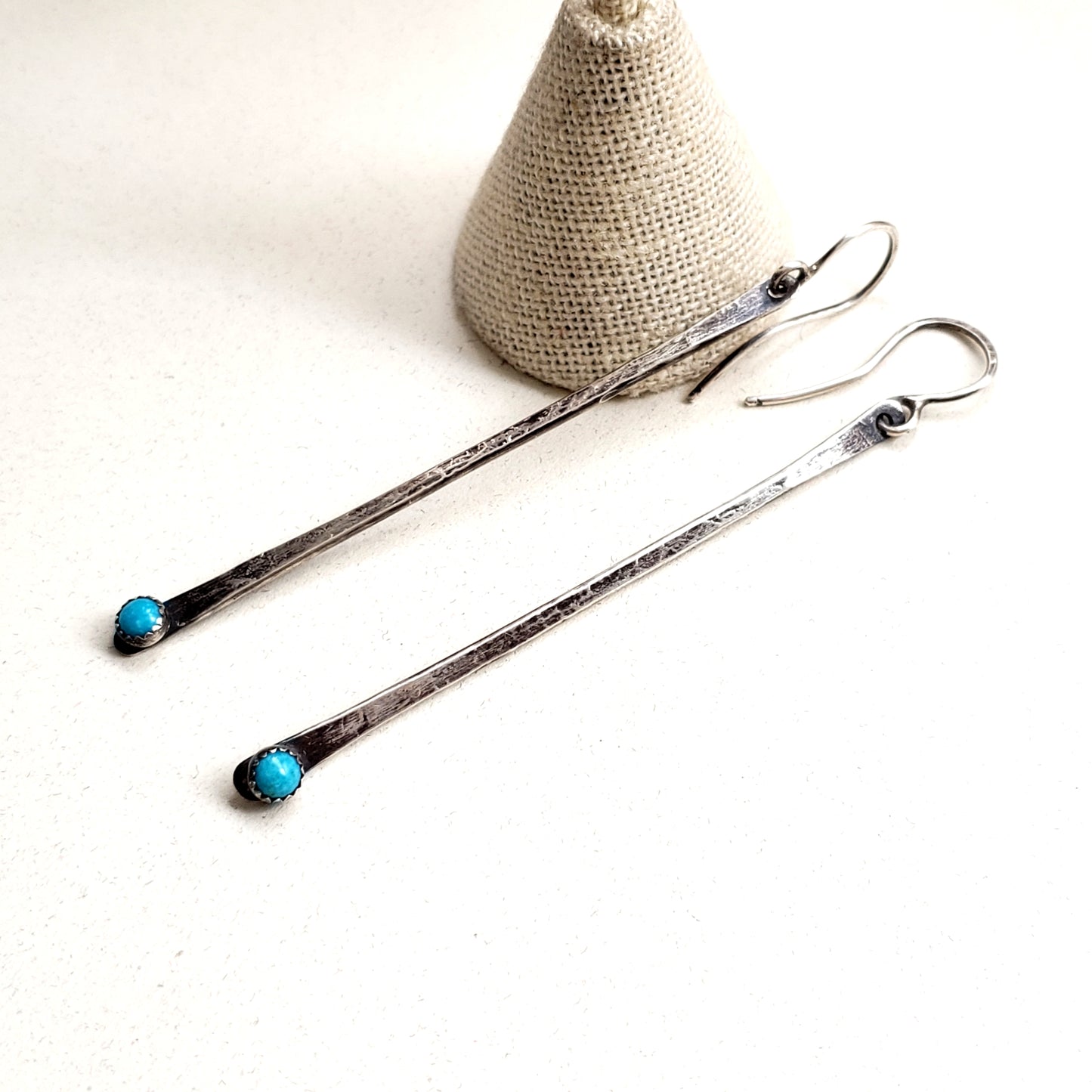 Long turquoise bar earrings
